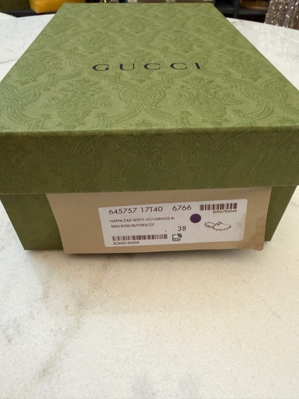 Gucci Beige Leather Fur-Lined Horsebit Mules - Picture 2 of 10